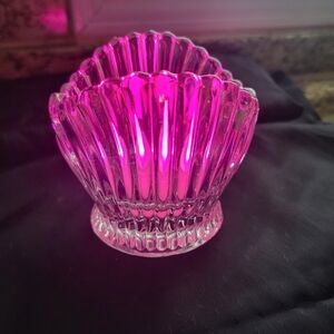 Clear shell Shaped Glass Shell Candle Holder With Color Changing Tea Lite